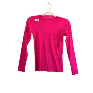Commando Women's Rash Guard Swim Top Sz M Hot Pink Raglan Long Sleeve Stretch